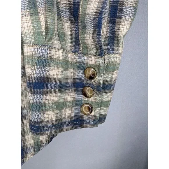 Pendleton Frontier Long Sleeve Snap Button Shirt Men's Small Blue/ Green - Picture 2 of 15